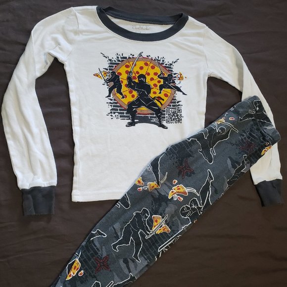 Pizza Ninja Warrior Pajama 2 Piece Set 100% Cotton Children's Place Size 5 - Picture 1 of 7